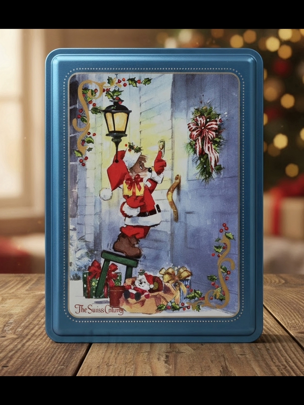 Vintage Swiss colony candy tin 8x6 inch